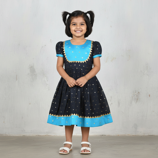 Stylish Chanderi Cotton Frock - Perfect for Your Little Fashionista