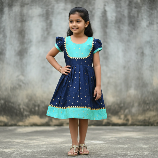 Chanderi Cotton Frock: Stylish Elegance for Girls