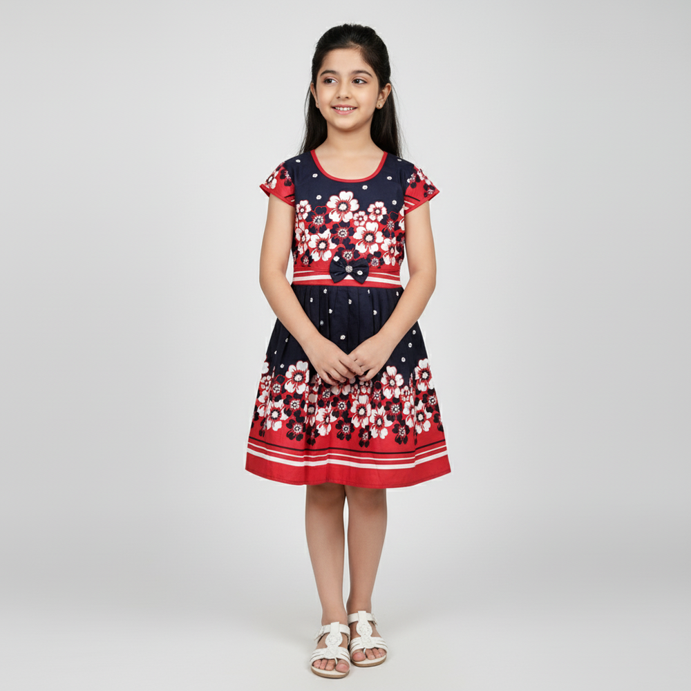 Cotton Frock with Floral Design – Traditional Style for Kids