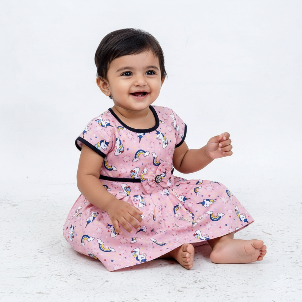 Daily Wear Cotton Dress for Kids – Printed Summer Frock
