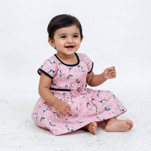 Daily Wear Cotton Dress for Kids – Printed Summer Frock