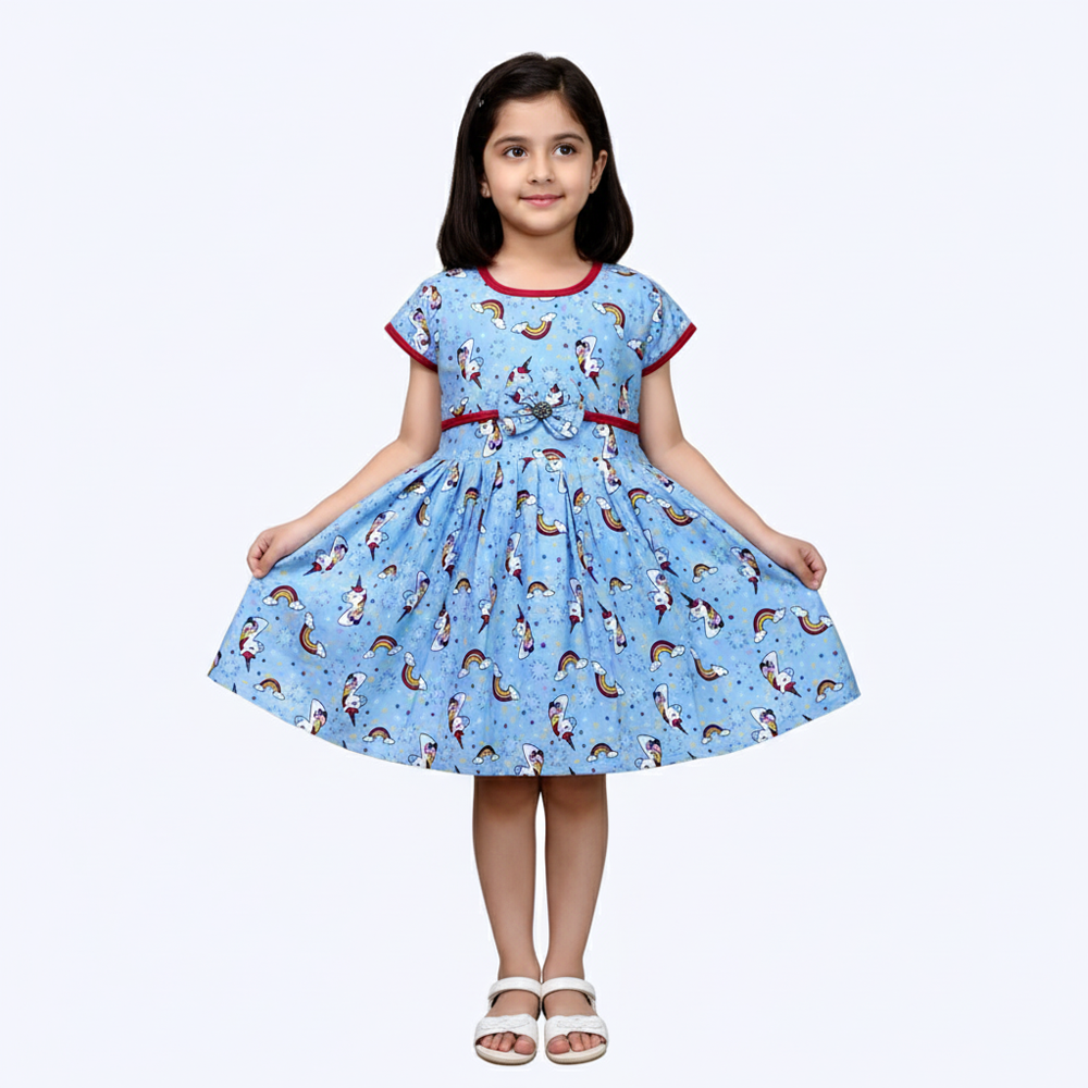 Cotton Midi Frock with Border – Classic Daily Look for Girls