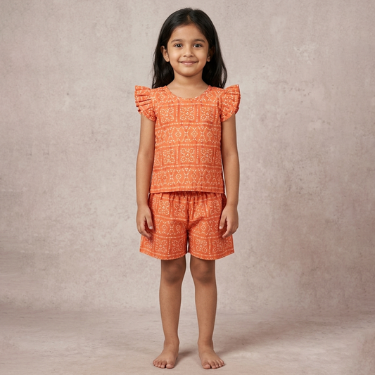soft cotton outfit set for girls summer wear