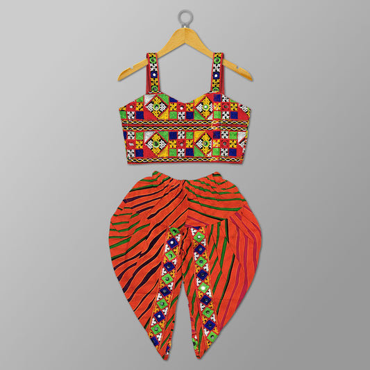 Orange Navratri Dress – Traditional Dhoti Pattern