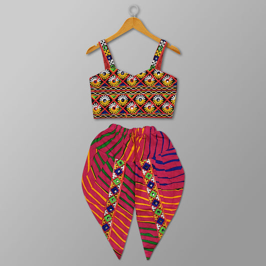 Pink Navratri Dress – Ethnic Dhoti Style for Kids