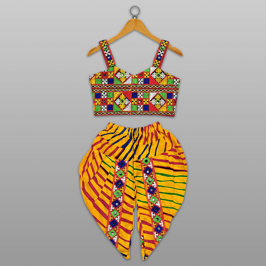 Yellow Navratri Dress – Dhoti Style Costume for Girls