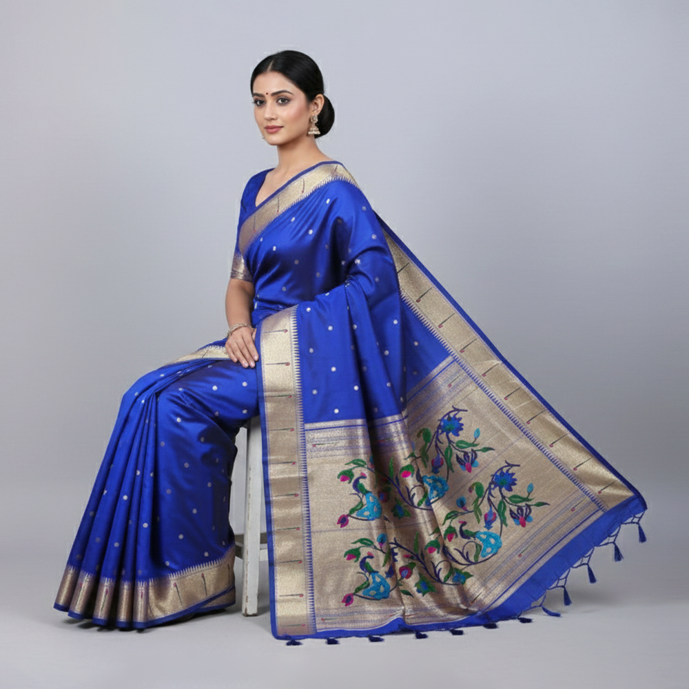 Blue Muniya Paithani Saree – Classic Traditional Saree