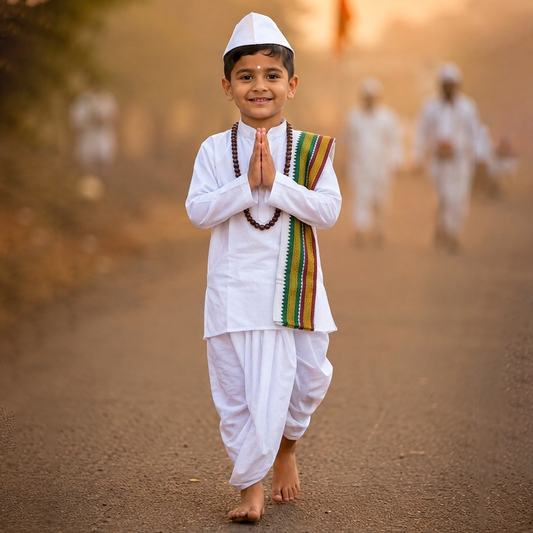 Traditional Varkari Dress Set for Kids