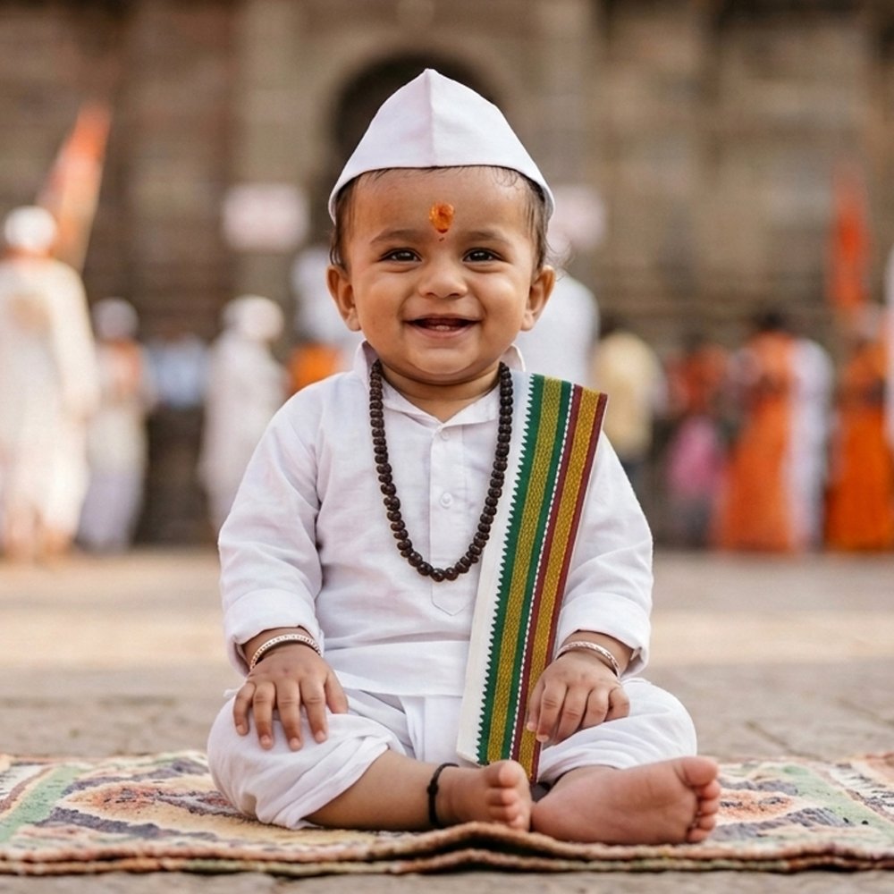 Traditional Varkari Dress Set for Kids