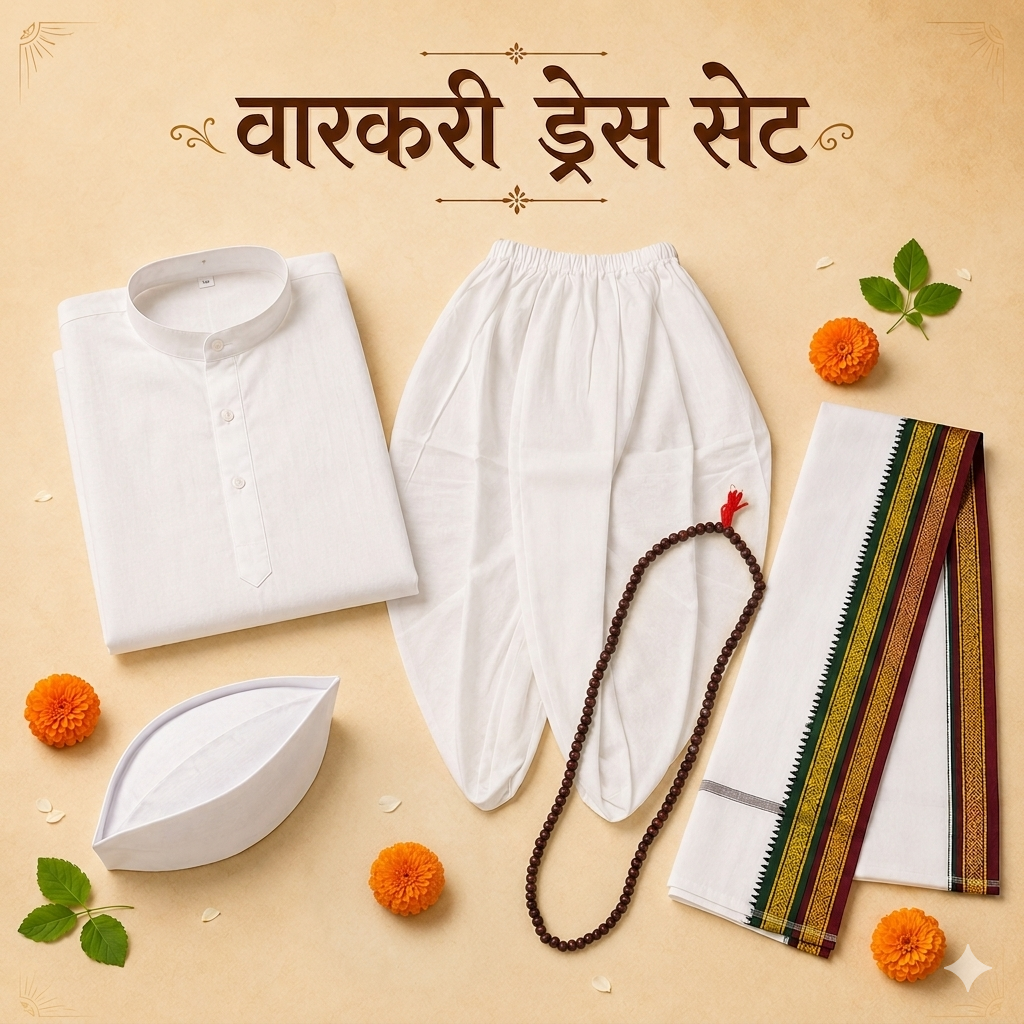 Traditional Varkari Dress Set for Kids