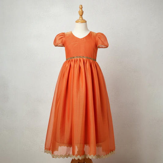 semi silk floor length gown for girls festive look