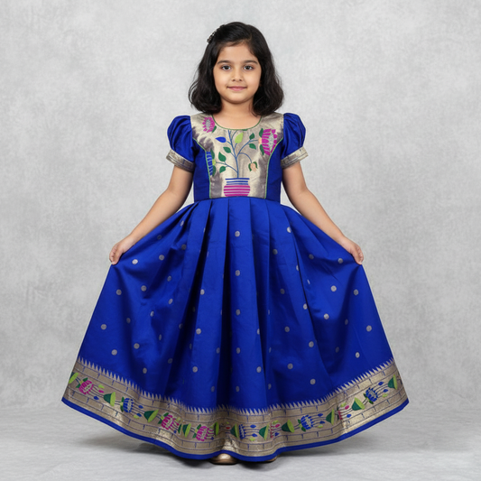 Blue Floor-Length Gown for Kids – Party & Celebration Wear
