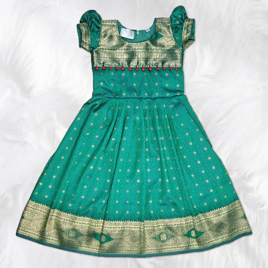 Green Long Gown for Girls – Birthday & Wedding Party Wear