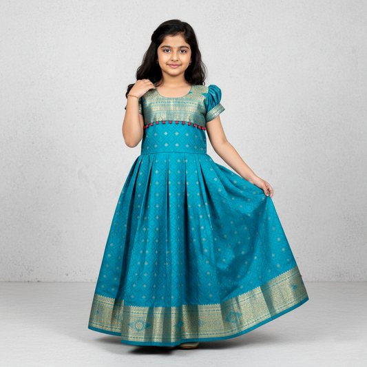 Sky Blue Long Party Gown for Girls – Fancy & Ethnic Wear