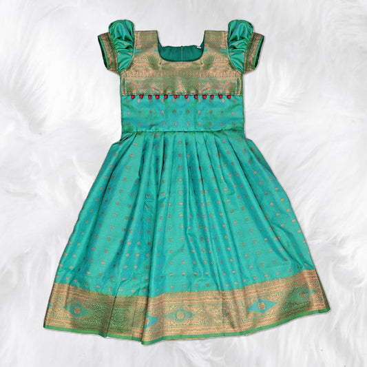Turquoise Long Party Gown for Girls – Birthday & Wedding Wear