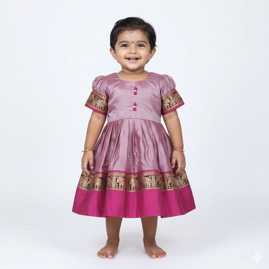 Graceful Narayanpet Frocks Featuring Rich Hathi Border