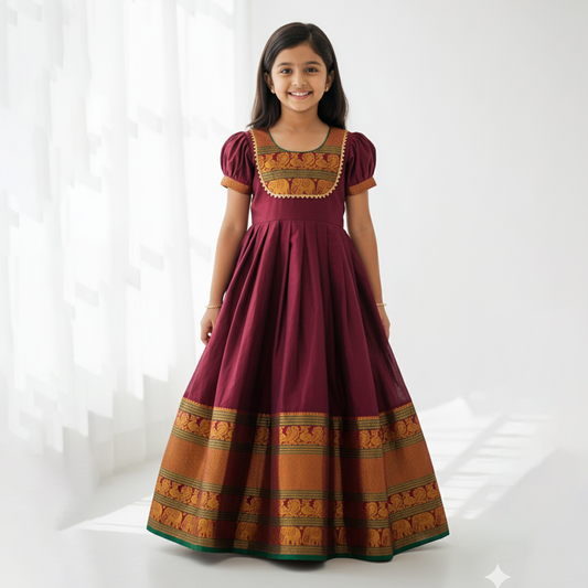Elegant Long Party Gown for Girls – Floor-Length Fancy Dresses for Birthday, Wedding & Party Wear
