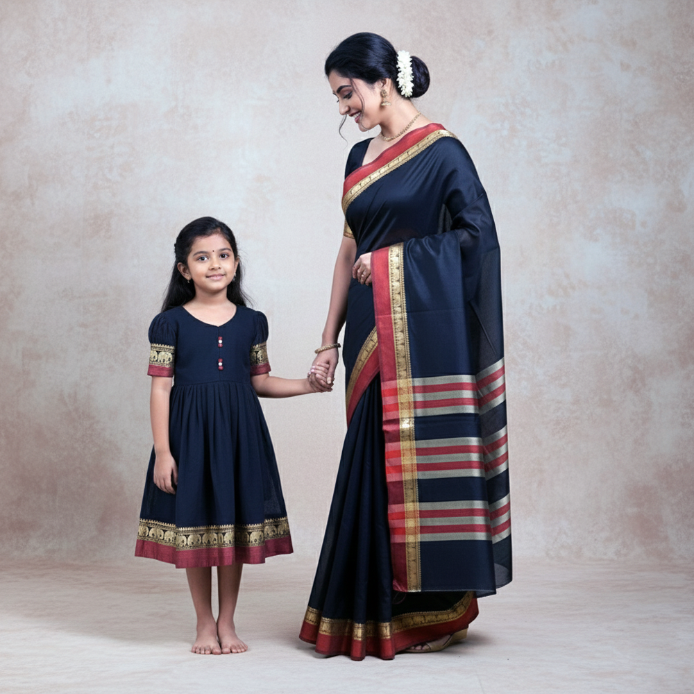 Graceful Narayanpet Saree with Frock