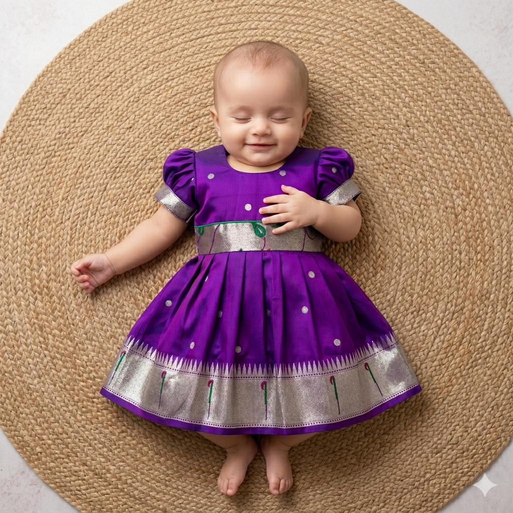 Paithani newborn baby girl ethnic dress