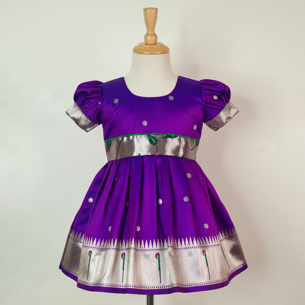 Traditional paithani baby girl outfit