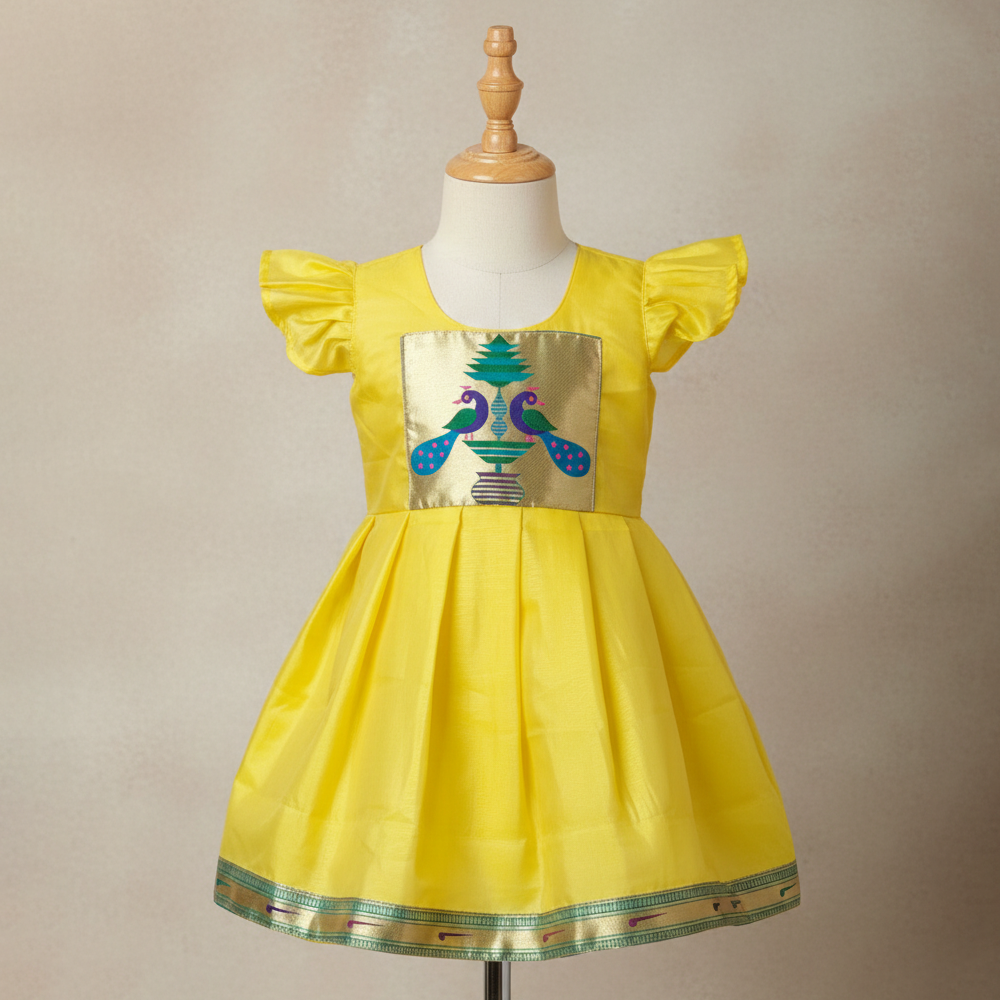 Paithani festive frock for kids