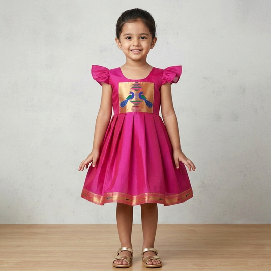 Paithani dress for girls traditional frock