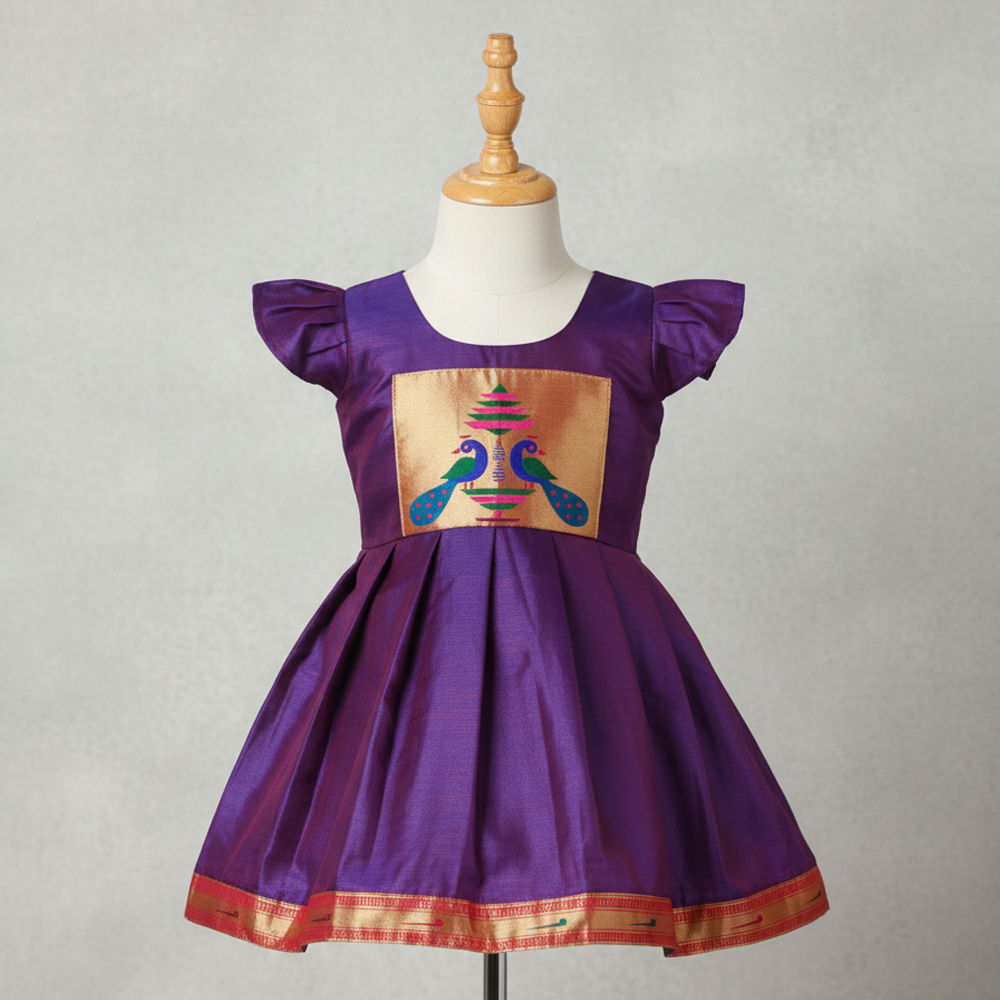 Traditional paithani baby girl wedding dress