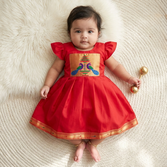 Paithani baby girl festive dress set