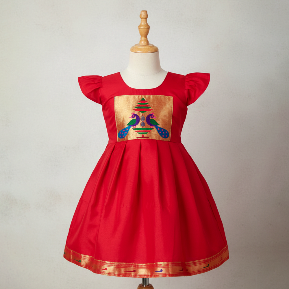 Traditional paithani newborn outfit
