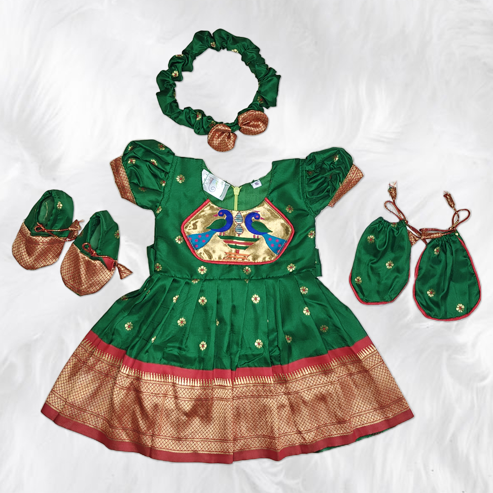 Adorable Baby Dress with Hairband Mittens and Booties