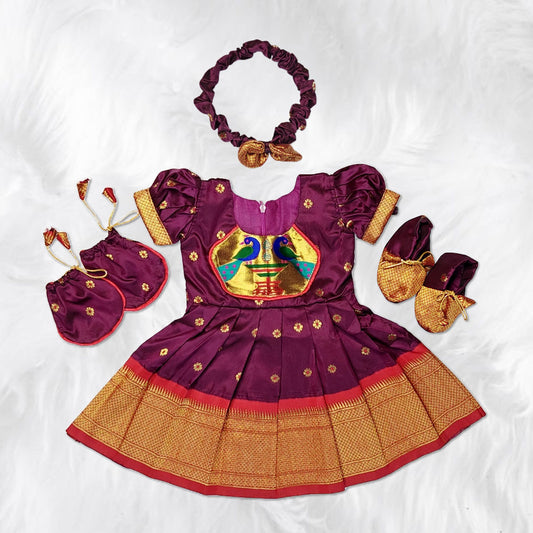 Baby Dress with Matching Hairband, Mittens, and Booties