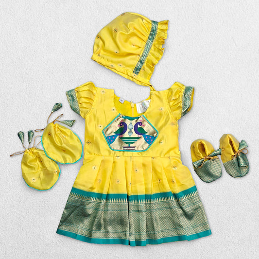 Yellow Paithani Newborn Set