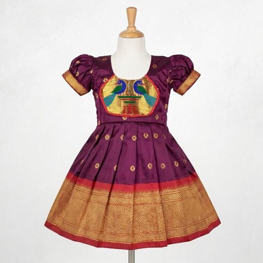 baby naming ceremony maroon paithani outfit