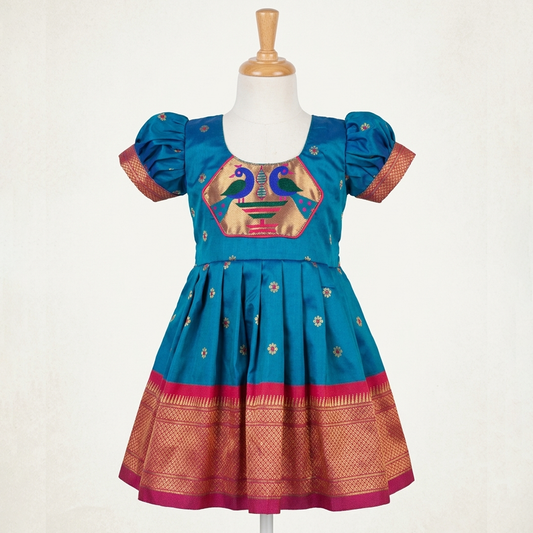 baby naming ceremony peacock paithani outfit