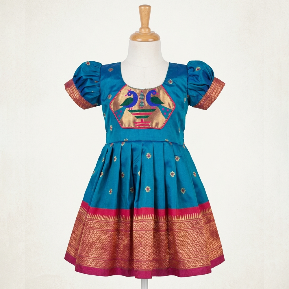 baby naming ceremony peacock paithani outfit