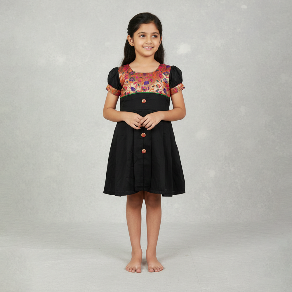 Paithani Frock for Girls – Traditional Paithani Kids Frock Online