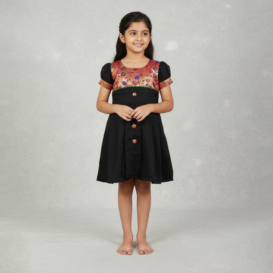 Paithani Frock for Girls – Traditional Paithani Kids Frock Online