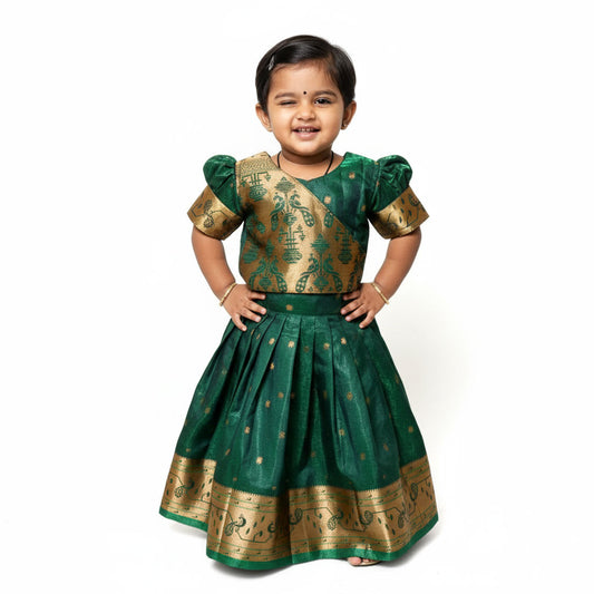 Green Parker Polka - Enchanting Elegance for Your Little One