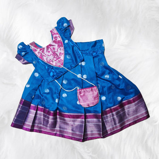 Adorable Parkar Polka with Potli for Babies and Toddlers