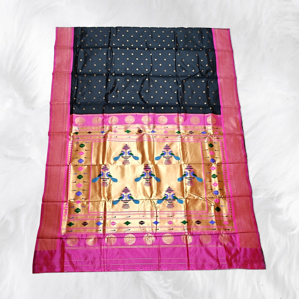 Beautiful Black Paithani Saree and Frock – Perfect Traditional Attire