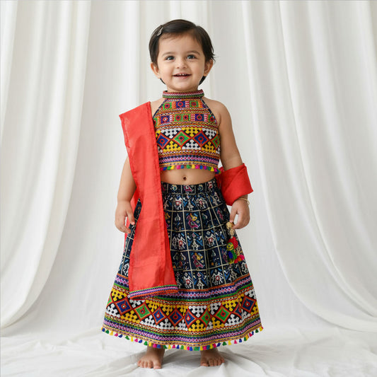 Navy Blue Garba Dress – Patola Style Garba Costume for Navratri