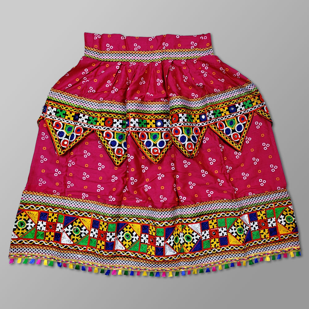Pink Navratri Costume – Traditional Toran Design for Girls