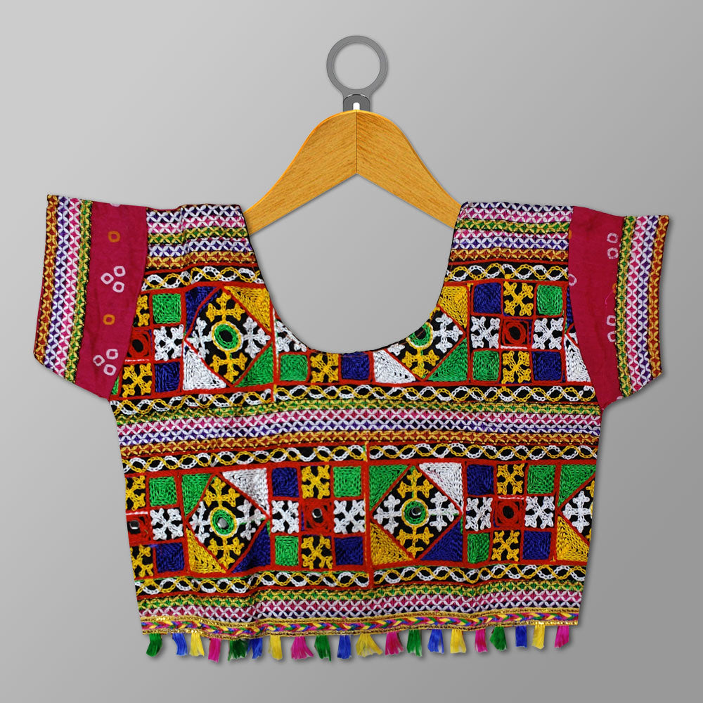 Pink Navratri Costume – Traditional Toran Design for Girls