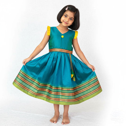 Baby Girl Traditional Frock Design – Paithani Inspired