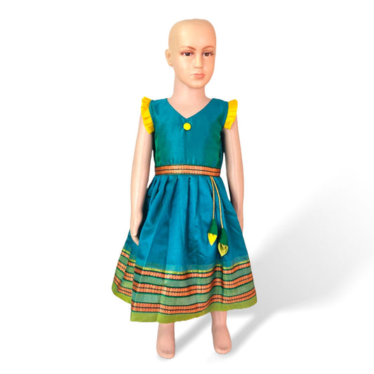 Baby Girl Traditional Frock Design – Paithani Inspired