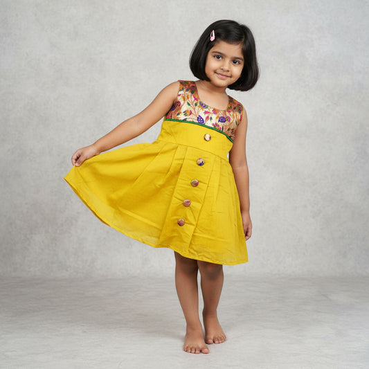Cotton Traditional Frock for Baby Girl – Ethnic Paithani Dress for Festive Wear