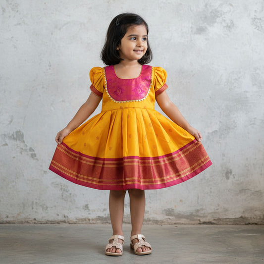 Saree Type Frock for Girls – Bridal-Inspired Wedding Outfit