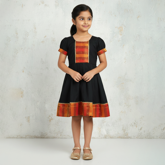 Red & Black Traditional Frock for Girls | Ethnic Wear for Baby & Kids