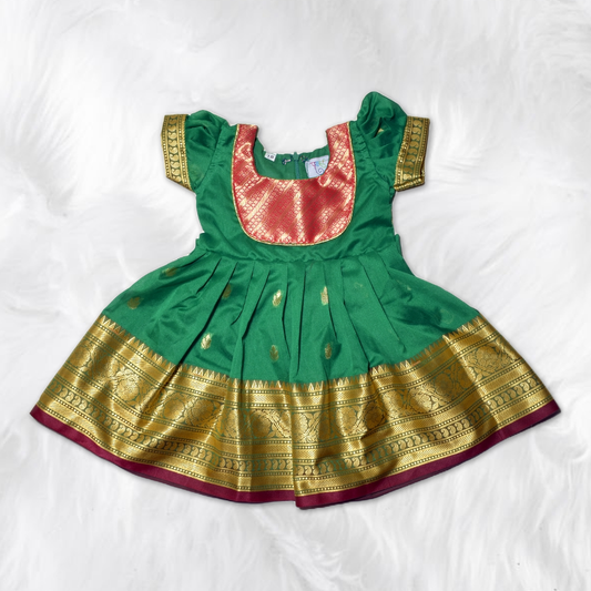 Paithani-Inspired Traditional Frock Design for Girls