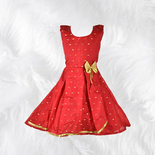 Crimson Chanderi - Elegant Cotton Frock
